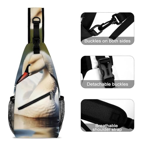 Cute Little Swan Mochila Bandolera Casual para Hombre y Mujer miniatura 3