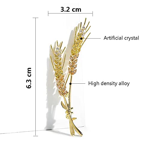 Image of Rhinestone Lady Brooch Pin Fashion Crystal Wheat Bouquet Collar Pins Women Coat Brooches