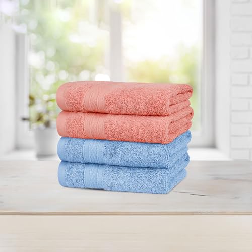 Image of MYTRIDENT Soft Comfort Air Rich Towel 100% Cotton Hand Towel for Daily use, 500 GSM Highly Absorbent Towels for Men /Women, 4Pc Hand Towel Set (41 cm X 66 cm), Allure and Coral Haze