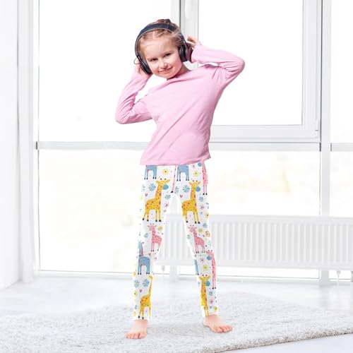 ALAZA Girls' Leggings Children's Yoga Pants Skinny Printed Dance Giraffe Lovely Comfortable 4T3