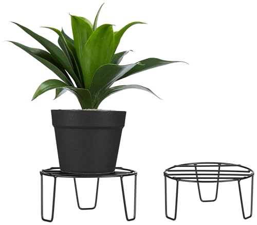 Image of Amazon Brand - Solimo Metal Flower Pot Stand (Black, Set of 3, Round)| Gamla Stand for Home | Plant Stand for Balcony | Premium Flower Pot Stand | Plant Stand for Living Room
