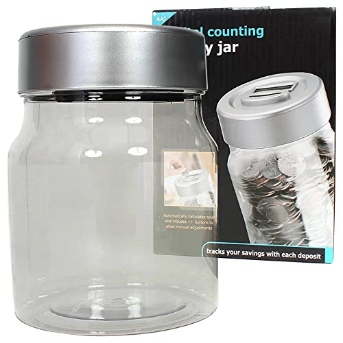 AAJ Digital Coin Counter Jar with LCD Display - Track Your Savings Progress Instantly - Electronic Money Bank for Kids Adults - Large Capacity Automatic Piggy Bank