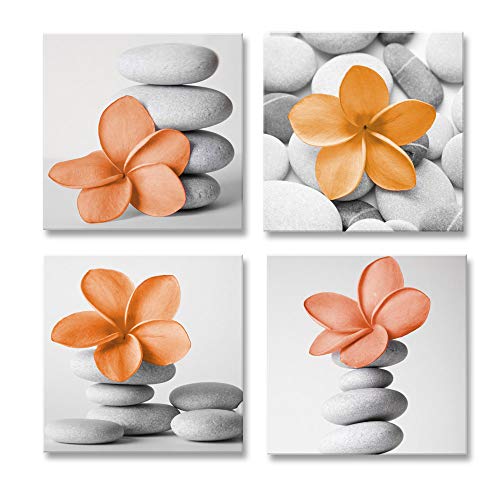 Genius Decor-Modern Bathroom Flowers Picture Zen Pebble Stone Modern Prints