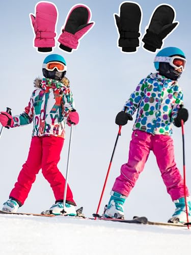 Image of SATINIOR Kids Snow Mittens Waterproof Winter Ski Gloves Warm Thicken Snow Gloves for Girls Boys