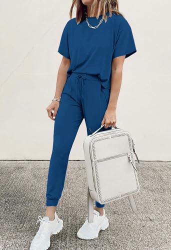 PRETTYGARDEN Women's Two Piece Sets 2025 Summer Spring Jogger Pants Travel Vacation Lounge Outfits Airplane Matching Clothes