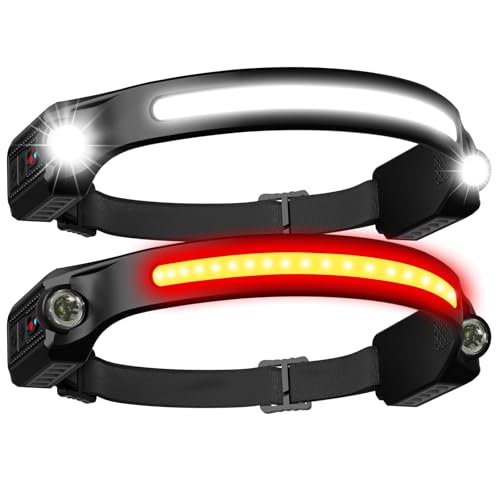 Kopflampe Stirnlampe LED Wiederaufladbar 2PCS Mit Rotlicht 2XPE 260°Breitstrahl Kopflampe Stirnlampe Aufladbar 8 Modi Anpassbare IPX5-Wasserdichte Kopflampen für Erwachsene Kinder beim Joggen Leicht