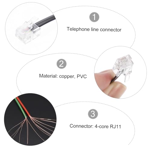 Cable telefónico RJ11 plano de 2 metros para organizar teléfonos de oficina y hogar pack 10 6