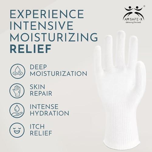 Image of AM SAFE-X Unisex Reusable Cotton White Gloves | Protection From Sun Burns, Dust, Pollution | For Women and Men (Pack of 6 Pcs)