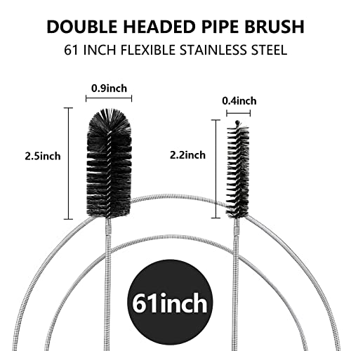 Image of YUNGMAX Drain Unblocker Tools, Flexible 155 cm Double Ended Nylon Pipe Cleaner Brush and 45 cm Sink Unblocker Brush for Kitchen, Bathroom, Shower (sha1)