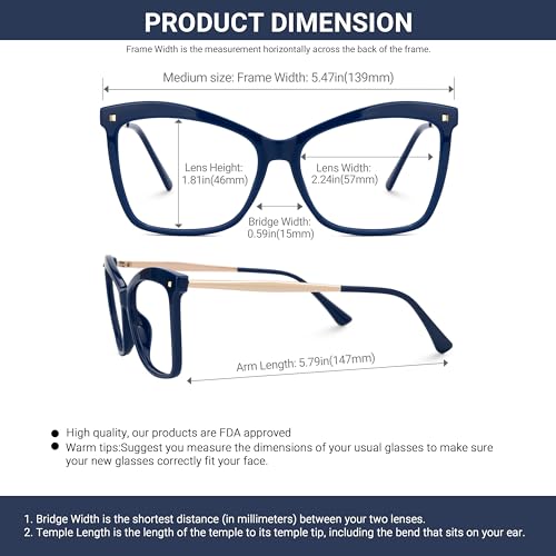 Image of VOOGLAM Butterfly Blue Light Glasses for Women Anti UV Eyestrain Dry Eyes Computer Phone TV Eyewear Libby
