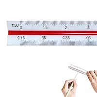 AJKQNMA 30cm Dreikantmaßstab aus Kunststoff, Rot Dreikantlineal mit 6 metrischen Skalen 1:20 1:25 1:50 1:75 1:100 1:125, Präzisionsmaßstab für Architekten Ingenieure