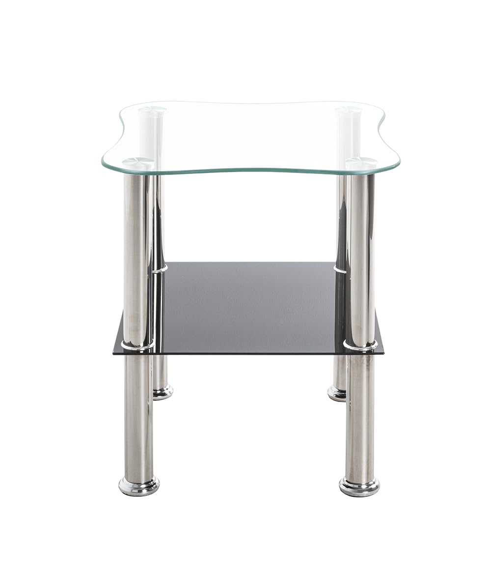 HAKU Mesa de Centro Acero Inoxidable Tablero de Cristal Negro mesita Auxiliar Color Plateado Vidrio de Seguridad Mesa de sofá Moderna Dim.: An 40 x Al 47 x P 40 cm; Estilo: Moderno
