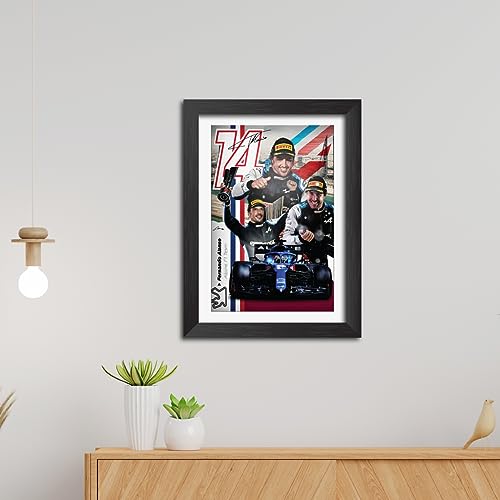 Image of TenorArts Fernando Alonso Poster F1 Driver Posters Formula One Photo Frame Painting with Matt Finish Black Texture (12 inches x 9inches)