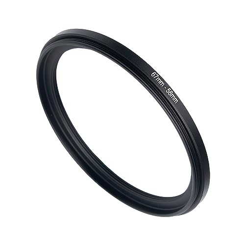 Image of 67mm to 58mm Step-up Adapter Rings for Camera Lens Filter Adapter Black Metal Step Down Filter Ring Step-Up Lens Adapter Ring for Filters (67mm-58mm)