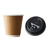 【プラカップ・紙コップ】カフェラテ専用90mm口径 10オンス断熱二重クラフトカップ +開閉式蓋（100個）セット テイクアウト 使い捨てカップ