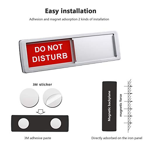 Image of Magnetic Do Not Disturb Sign,Please Knock for Home Office Restroom Conference Hospital, Non-Scratch Magnetic Slider Door Indicator Signs, 7'' x 2'' - Silver