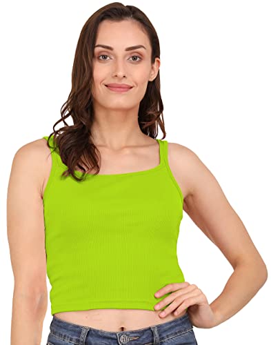 Image of A1606 Women's Casual Stretchy Square Neck Sleeveless Crop Tops for Women