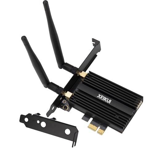 XRIKUI PCIe WiFi 6E AX210 Network Card Adapter for Desktop PC, BT 5.3, Tri-Band (802.11ax) 6GHz&5Ghz&2.4GHz Wireless LAN Cards with MU-MIMO, OFDMA, Support Windows 10/11 (64-bit)(No Bluetooth Cable)