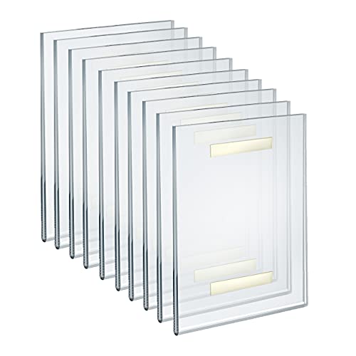 Azar Displays 122021 Self Adhesive Clear Acrylic Wall Sign Holder Frame 8.5" W X 11" H- Portrait/Vertical, 10-Pack #TOP18