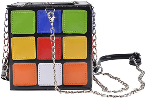 QZUnique Women's Cute Cube Shape Handbag Magic Shoulder Bag Clutch Bag With Super Long Shoulder Strap4
