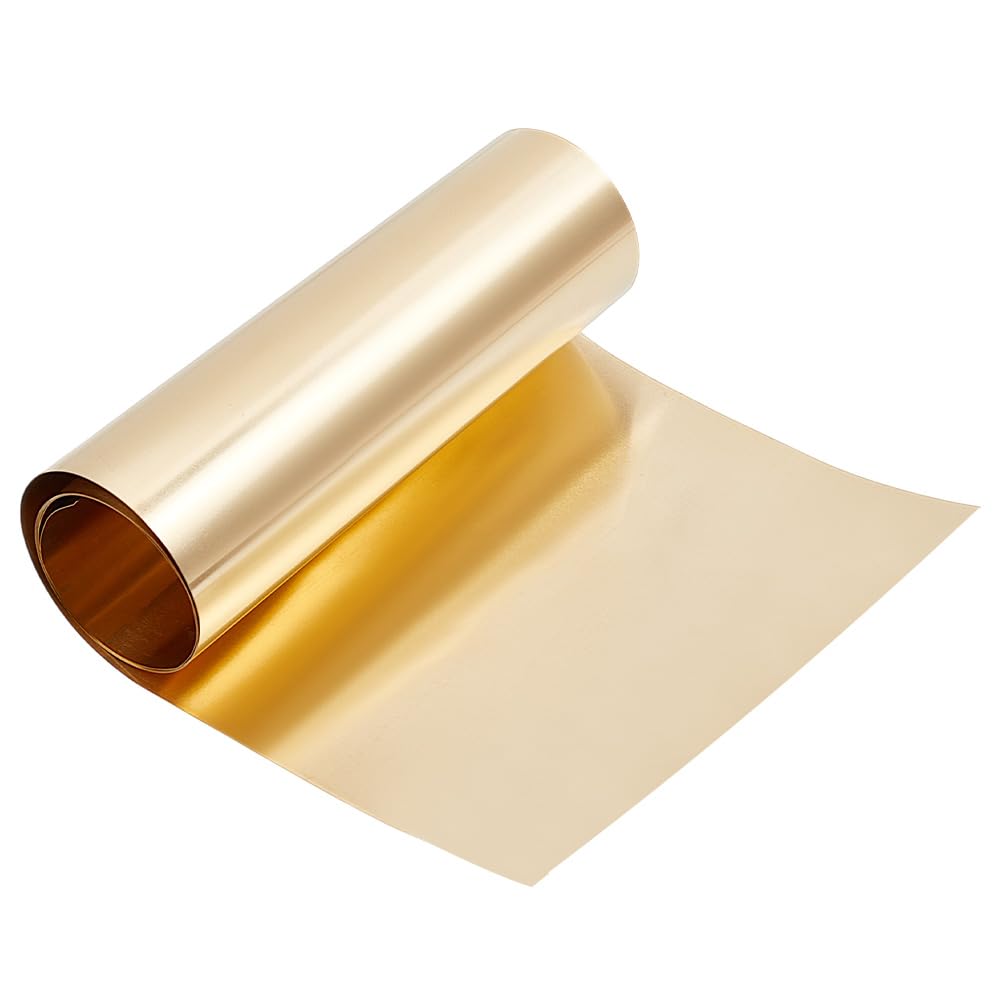 Beebeecraft 39.4"x5.9"x0.004" Gold Brass Sheet Metal Copper High Hardness Strip Loose Carving Stamping Electrical Repairs Decoration Foil Sheets Roll