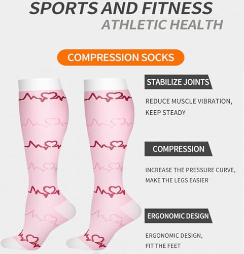 Image of Women's Knee High Compression Socks for Running Work Support Nurses Pregnancy Travel,Colorful Over The Calf Socks,#W402