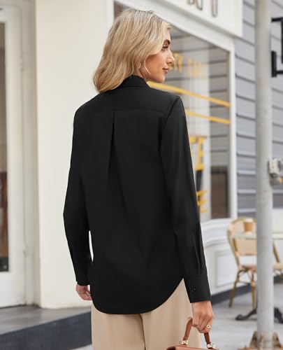 Button Down Shirts for Women Long Sleeve V Neck Button Up Shirt Women Business Casual Blouses Fit Work Tops3