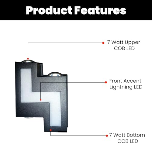 Image of GIGAWATTS 7W Z-Shaped Wall Light 3 Way BIS Approved IP65 Waterproof LED Exterior Indoor Mount Fixture Up Down Sconce Lamp for Home Patio Garden Balcony Decor (1Pc, Warm White)