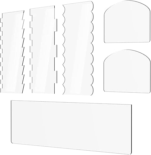 6 piezas de acrílico transparente raspador de pasteles decoración de pasteles peine borde pastel más suave raspador pastelería cortador