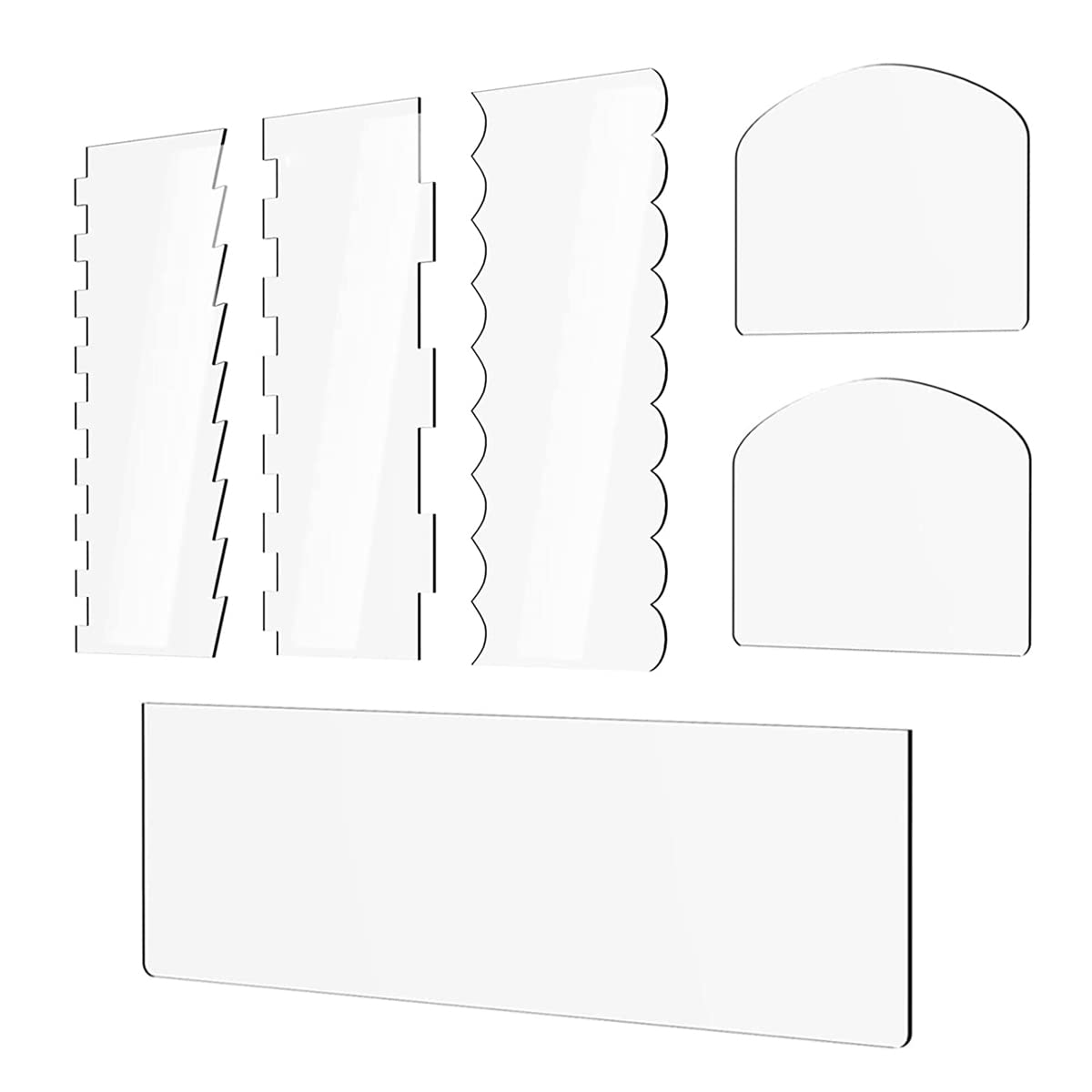 6 piezas de acrílico transparente para decoración de pasteles, peine para decoración de pasteles, cortador de pastelería