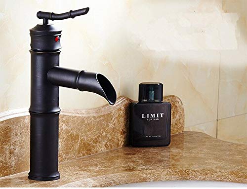 Grifos de lavabo de baño de arco alto de bambú con sistema mezclador monomando