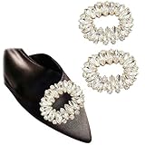 TRIXES Pinzas para zapatos plateadas con diamantes de imitación, abrazaderas de...