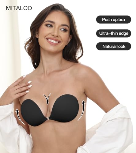 Image of MITALOO Adhesive Bra Invisible Sticky Strapless Push up Backless Reusable Silicone Covering Nipple Bras