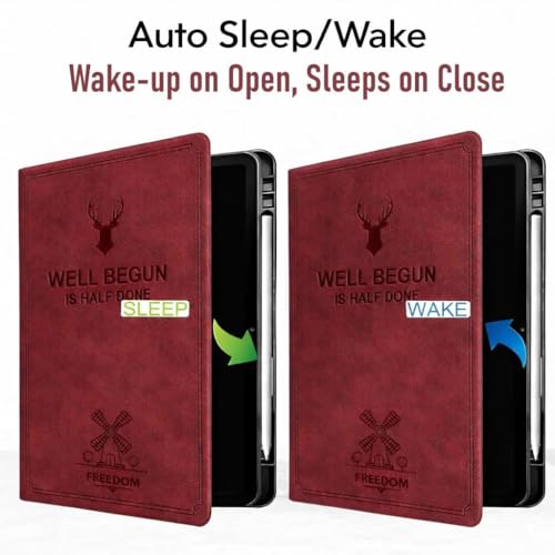 Image of ProElite Case Cover for Lenovo Idea Tab Pro 2nd Gen 13 inch 2026, Deer Flip case Cover for Lenovo Idea Tab Pro 2nd Gen 13 inch Case with Pen Holder [Auto Sleep Wake Feature], Wine Red