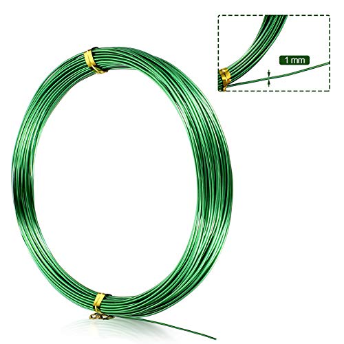 Image of TecUnite Aluminum Craft Wire for Sculpting Armature Bendable Craft Wire for DIY Jewelry Making(Green, 10 M X 1 mm, 1 Roll)