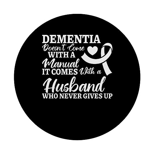 Dementia Husband Never Gives Up Alzheimer Awareness End Alz PopSockets Swappable PopGrip, Black - Image 3