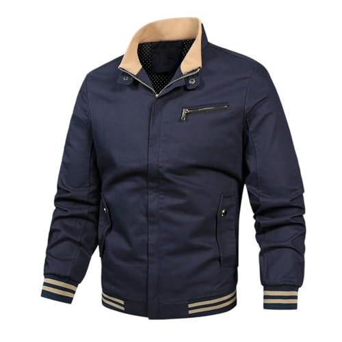 Veste de travail décontractée homme délavée à col montant automne