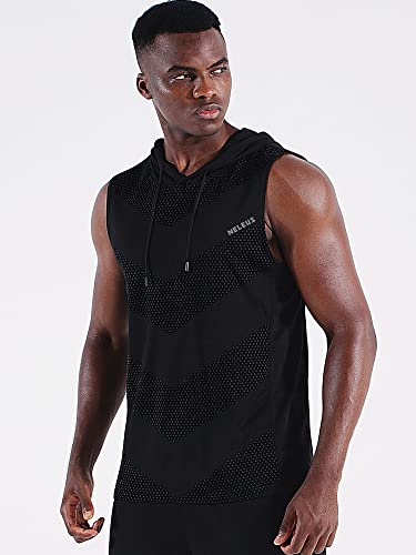 Neleus Pacote com 3 camisetas masculinas de corrida sem mangas com capuz, 5098# Preto/Preto/Preto, P