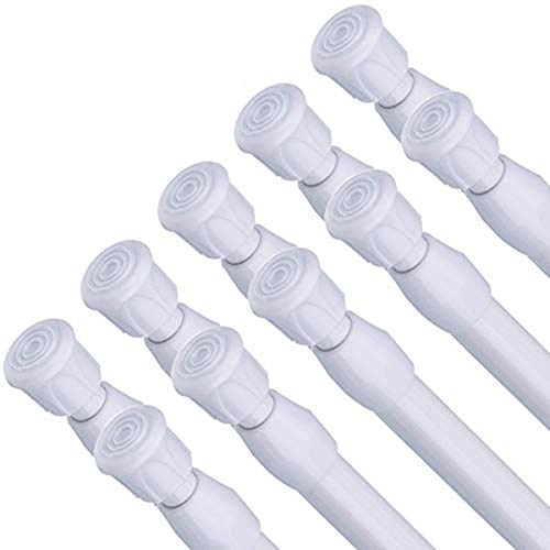 HAOYUNTE - Varillas de cortina de tensión pequeñas, ajustables, 40 a 70 cm, para proyectos de bricolaje, cocina, armario, estantería, color blanco, 40-70 cm, 10 unidades., 15.7-27inch/40-70cm-10pcs
