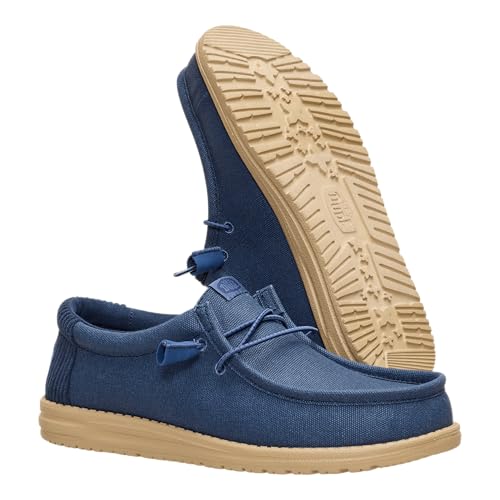 image for HEYDUDE Wally Waxed Casual Navy Size 10, Men’s Shoes, Slip-on Loafer