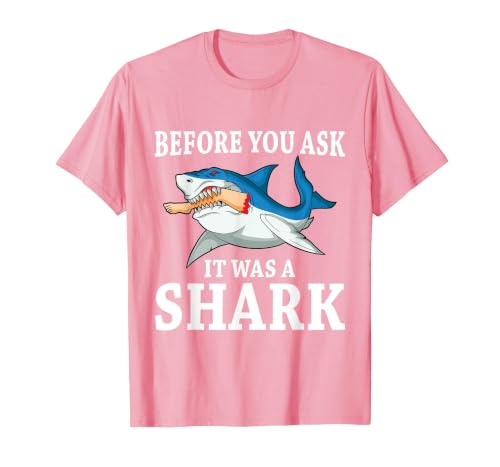 Before You Ask it was a Shark Leg Amputee Amputation T-Shirt, Men, Pink, X-Large