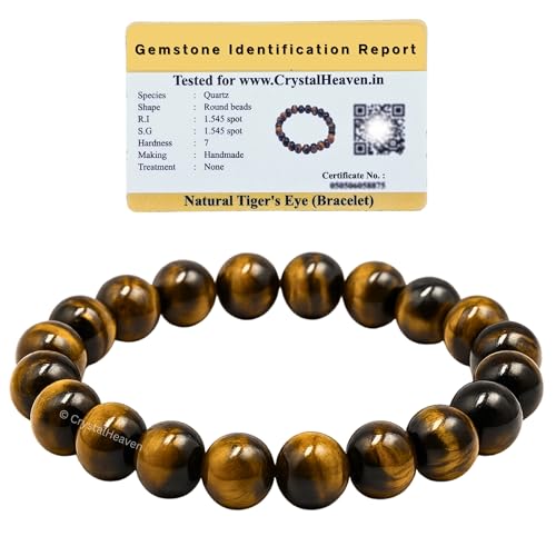 Certified Tiger Eye Bracelet for Women Men with Healing Crystal a...
