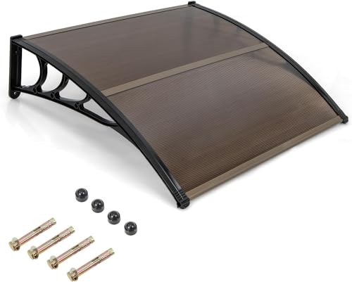 Goplus Toldos de 48 x 40 pulgadas para puertas, toldo de ventana con protección UV contra lluvia, nieve, luz solar, UPF 50+, hoja hueca, toldo exterior de toldo para exteriores, toldos de