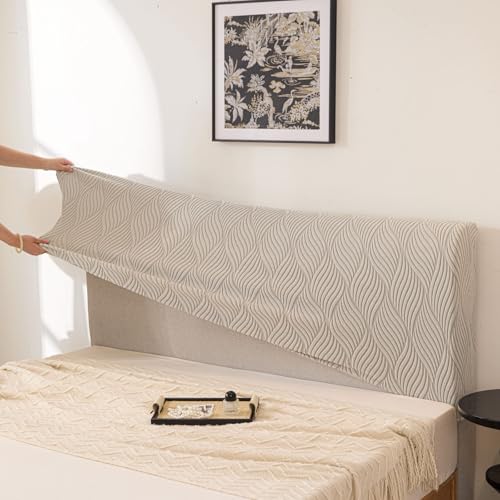 Image of HOMETHREADS Stretchable Lycra /Velvet Headboard Cover | Soft, Dust-Proof & Wrinkle-Resistant Bed Back Protector | Fits Leather, Wooden & Fabric Bedsides | for 6ft to 6.5ft Beds (Light Grey, 172x65cm)