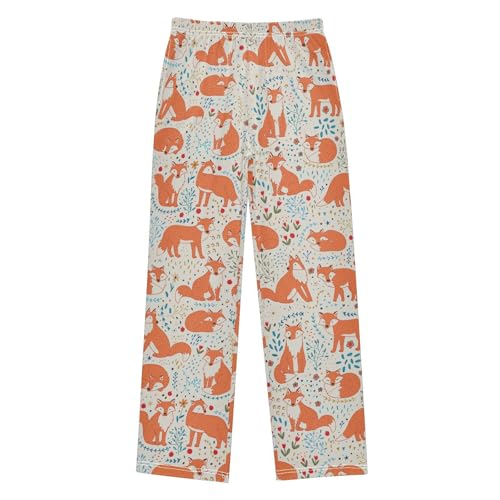 visesunny Boys' Pants Fox Cute Animal Soft Long Bottoms Elastic Waist Trousers Sweatpants with Pockets L