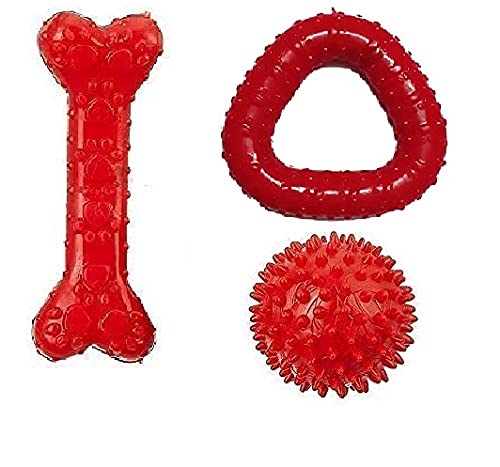 RvPaws Rubber Dog Chew Toy Combo of 3 Toys | Medium Flavoured Bone, Large Hole Ball & Spike Chew Ball Toy | Color May Vary (B094R67R9J) Amazon Price History, Amazon Price Tracker