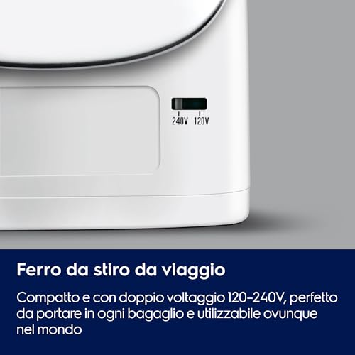 Electrolux EDBT800 Perfect Motion, Ferro da Stiro a Vapore da Viaggio Compatto, 800 W, Piastra Inox Resistente, Doppio Voltaggio 120-240 V, Manico Pieghevole, Leggero 920 g, Rosso - Immagine 1