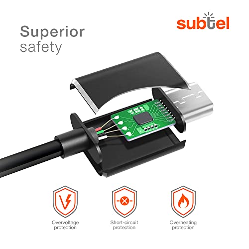 subtel® Câble USB Transfert de données et Charge de 1m Compatible avec Samsung SGH-C170, SGH-E250, SGH-M300, SGH-P300, SGH-U700 Connector vers USB A 2.0 Noir Fil en PVC