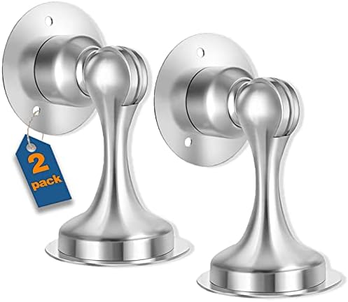 Door Stopper, 2 Pack Magnetic Door Stop, Stainless Steel Door Catch,3M Double-Sided Adhesive Tape, Magnetic Door Catch, Keep Your Door Open, Wall Mount Door Holder