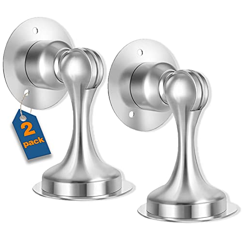 Door Stopper, 2 Pack Magnetic Door Stop, Stainless Steel Door Catch,3M Double-Sided Adhesive Tape, Magnetic Door Catch, Keep Your Door Open, Wall Mount Door Holder #TOP1